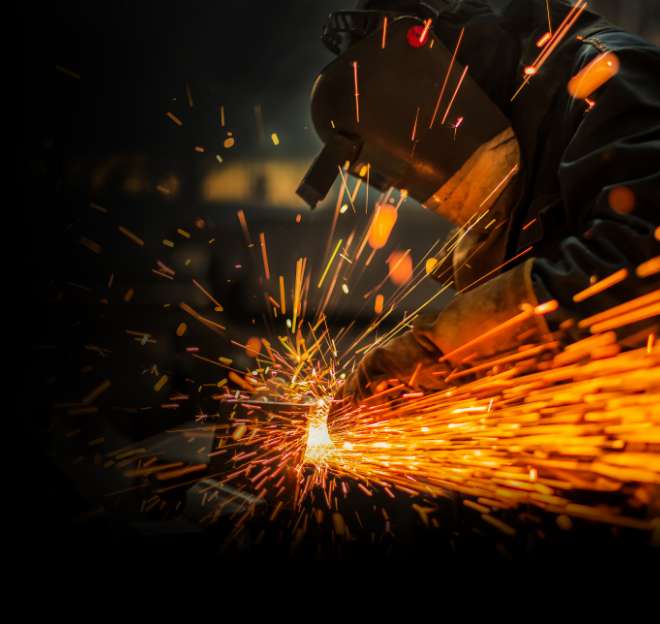 Welding sparks for American-made store fixtures