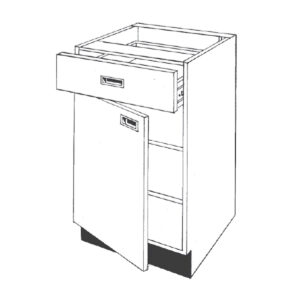 Pharmacy Wood Door Unit with Drawer and Two Shelves