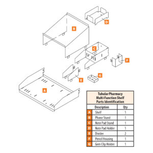 Tubular Pharmacy Shelf, Multi-Function