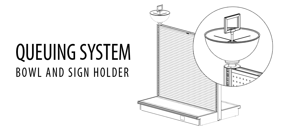 Queuing System Bowl and Sign Holder