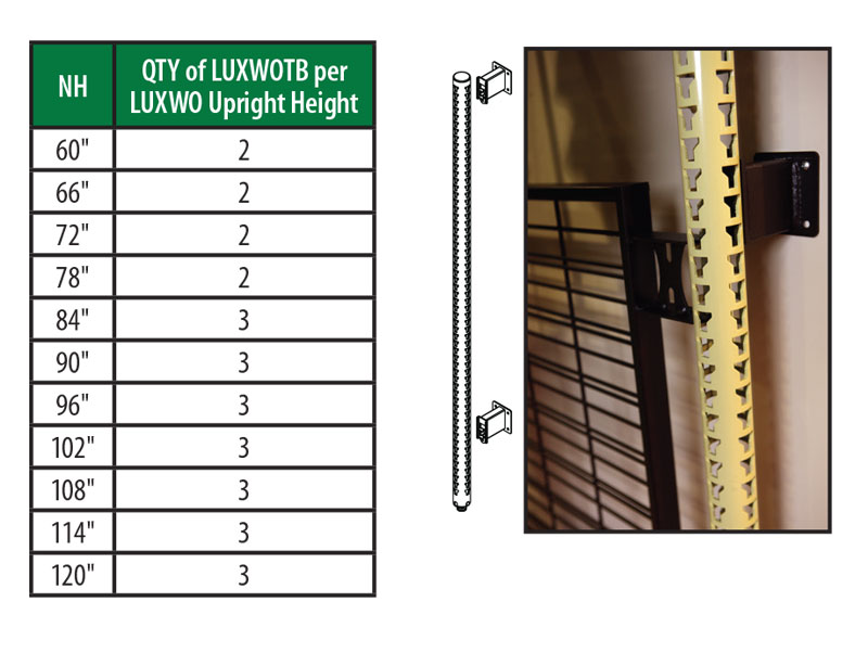 LUXWO-(NH)(ND)-Luxe Wall Outrigger Upright & Bracket