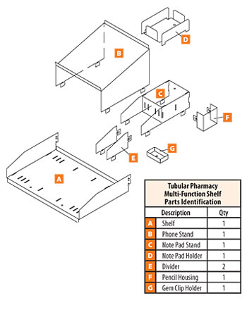 Tubular Pharmacy Shelf, Multi-Function