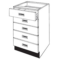 Pharmacy Wood Five Drawer Unit