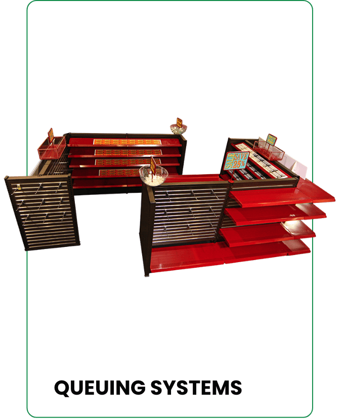 Retail display solutions for checkout queuing